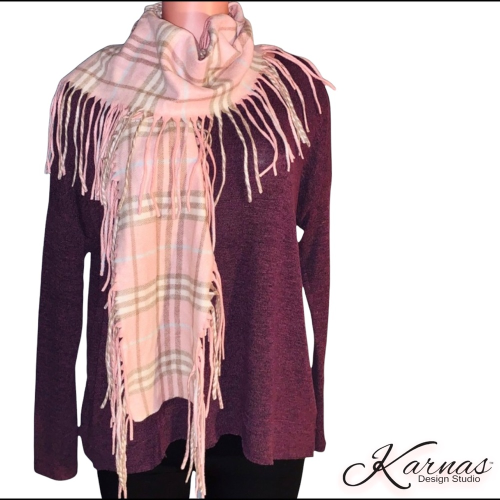 Hp Burberry “Happy” Cashmere Double Fringe Scarf